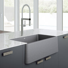 BLANCO BLANCO 401900 Ikon 33 x 19 in. Composite Single Bowl Farmhouse Kitchen Sink in Metallic Gray