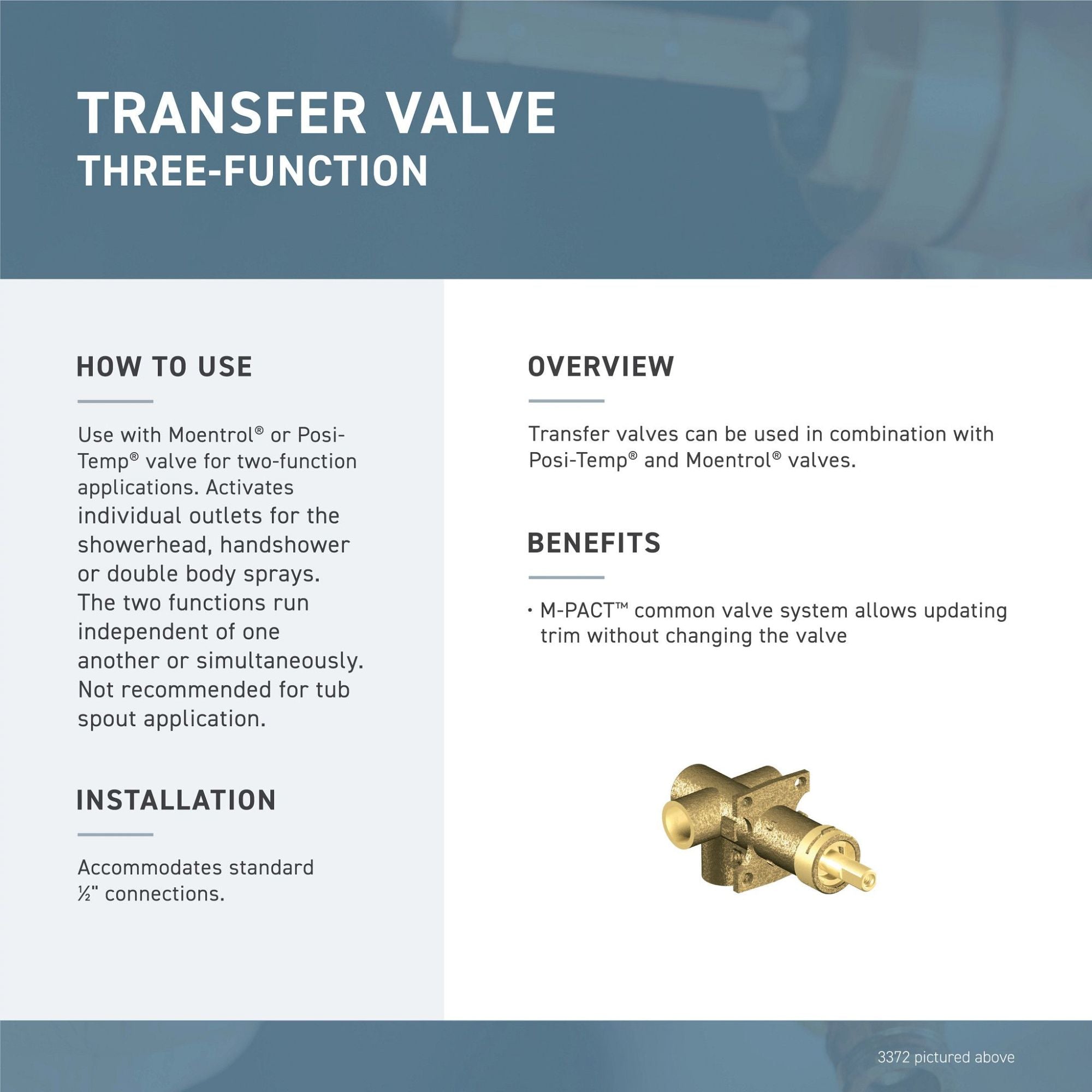 MOEN Moen T4611NL Voss 1-Handle Two-Function Transfer Valve Trim Kit in Polished Nickel (Valve Not Included)