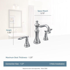 MOEN Moen TS42108BG Weymouth Two Handle Widespread Bathroom Sink Faucet in Brushed Gold