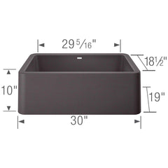 BLANCO BLANCO 401779 Ikon 30 x 19 in. No Hole Composite Single Bowl Undermount Kitchen Sink in Cinder
