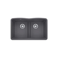 BLANCO BLANCO 442071 Diamond Equal Double Bowl Kitchen Sink with Low Divide - Cinder