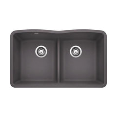 BLANCO BLANCO 442071 Diamond Equal Double Bowl Kitchen Sink with Low Divide - Cinder