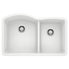 BLANCO BLANCO 440180 Diamond 32 x 20-27/32 in. No Hole Composite Double Bowl Undermount Kitchen Sink in White