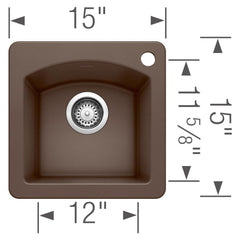 BLANCO BLANCO 440202 Diamond 15 x 15 in. 1 Hole Drop-in and Undermount Granite Bar Sink in Cafe Brown