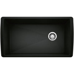 BLANCO BLANCO 442916 Diamond 33-1/2 x 18-1/2 in No Hole Granite Composite Single Bowl Undermount Kitchen Sink in Coal Black