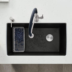 BLANCO BLANCO 442916 Diamond 33-1/2 x 18-1/2 in No Hole Granite Composite Single Bowl Undermount Kitchen Sink in Coal Black