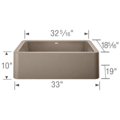 BLANCO BLANCO 401988 Ikon 33 x 19 in. Composite Single Bowl Farmhouse Kitchen Sink in Truffle