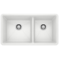 BLANCO BLANCO 441125 Precis 33 x 18 in No Hole Composite Double Bowl Undermount Kitchen Sink White