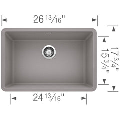 BLANCO BLANCO 522428 Precis 27 Single Bowl Kitchen Sink - Metallic Gray