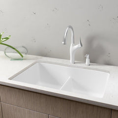 BLANCO BLANCO 442074 Diamond 32 x 19-1/4 in. No Hole Composite Double Bowl Undermount Kitchen Sink in White
