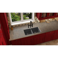 ELKAY Elkay ELXU3322CH0 Quartz Luxe 33 x 18-1/2 inch Equal Double Bowl Undermount Sink in Charcoal