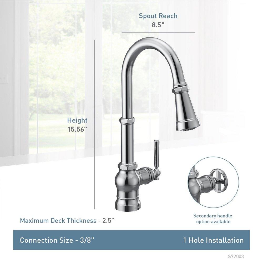 MOEN Moen S72003BL Paterson Single Handle Pull Down Kitchen Faucet in Matte Black