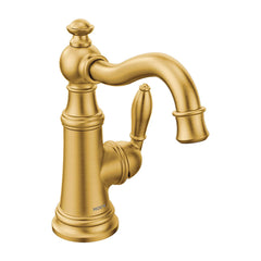 MOEN Moen S42107BG Weymouth Single Handle Monoblock Bathroom Sink Faucet in Brushed Gold