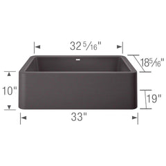 BLANCO BLANCO 401985 Ikon 33 x 19 in. Composite Single Bowl Farmhouse Kitchen Sink in Cinder