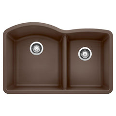 BLANCO BLANCO 440177 Diamond 32 x 20-27/32 in No Hole Composite Double Bowl Undermount Kitchen Sink in Cafe Brown