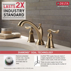 DELTA FAUCET Delta Faucet 3594-CZMPU-DST Linden Two Handle Widespread Bathroom Faucet 1.2 GPM 4 to 16 in Center