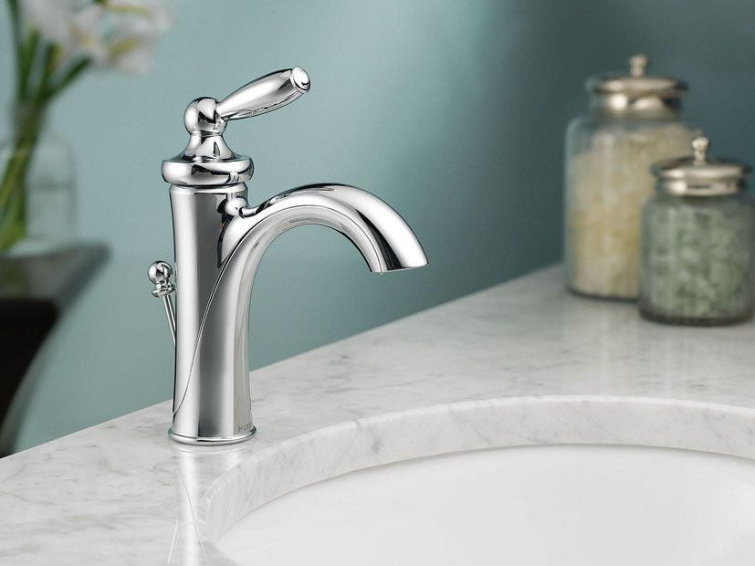 MOEN Moen 66410 Eva Two Handle Centerset Bathroom Faucet with Pop-Up Drain Chrome