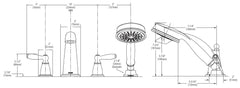 MOEN Moen T924ORB Brantford Two Handle Roman Tub Faucet with Hand Shower in Oil Rubbed Bronze