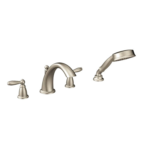 MOEN Moen T924BN Brantford Two Handle Roman Tub Faucet with Hand Shower in Brushed Nickel (Trim Only)