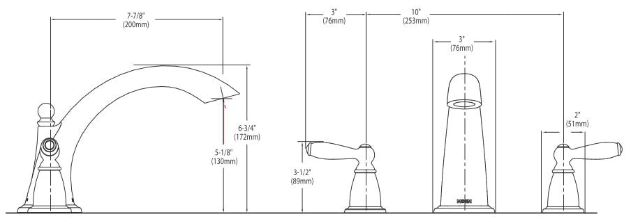 MOEN Moen T933BN Brantford 2 Handle Roman Tub Faucet Trim in Brushed Nickel
