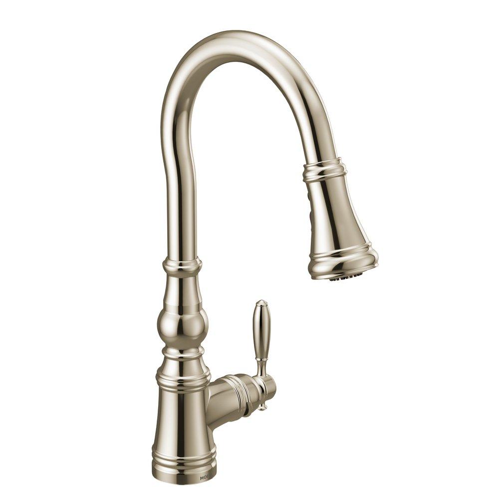 MOEN Moen S73004NL Weymouth Single Handle Pull Down Kitchen Faucet in Polished Nickel