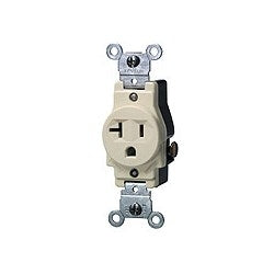 LEVITON Leviton 5801-I Narrow Body Single Receptacle, 20A 125V, NEMA 5-20R