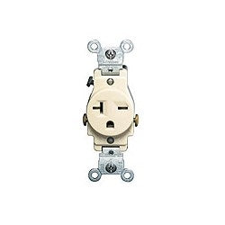 LEVITON Leviton 5821-I 20A 250V Single Receptacle, Commercial Grade, Grounding, Side Wired - Ivory