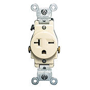 LEVITON Leviton 5821-I 20A 250V Single Receptacle, Commercial Grade, Grounding, Side Wired - Ivory