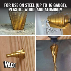 KLEIN TOOLS Klein Tools 25951 Step Bit Kit, Spiral Double-Fluted, VACO, 3-Piece