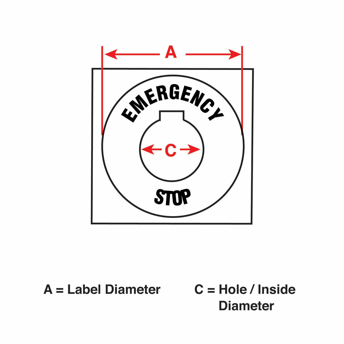 BRADY Brady THTEP-196-593YL Emergency Stop Label 2.36 in Diameter Black on Yellow