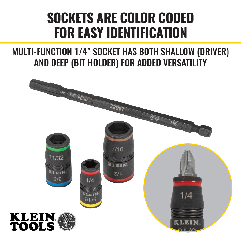 KLEIN TOOLS Klein Tools 32907 7-in-1 Impact Flip Socket Set, No Handle