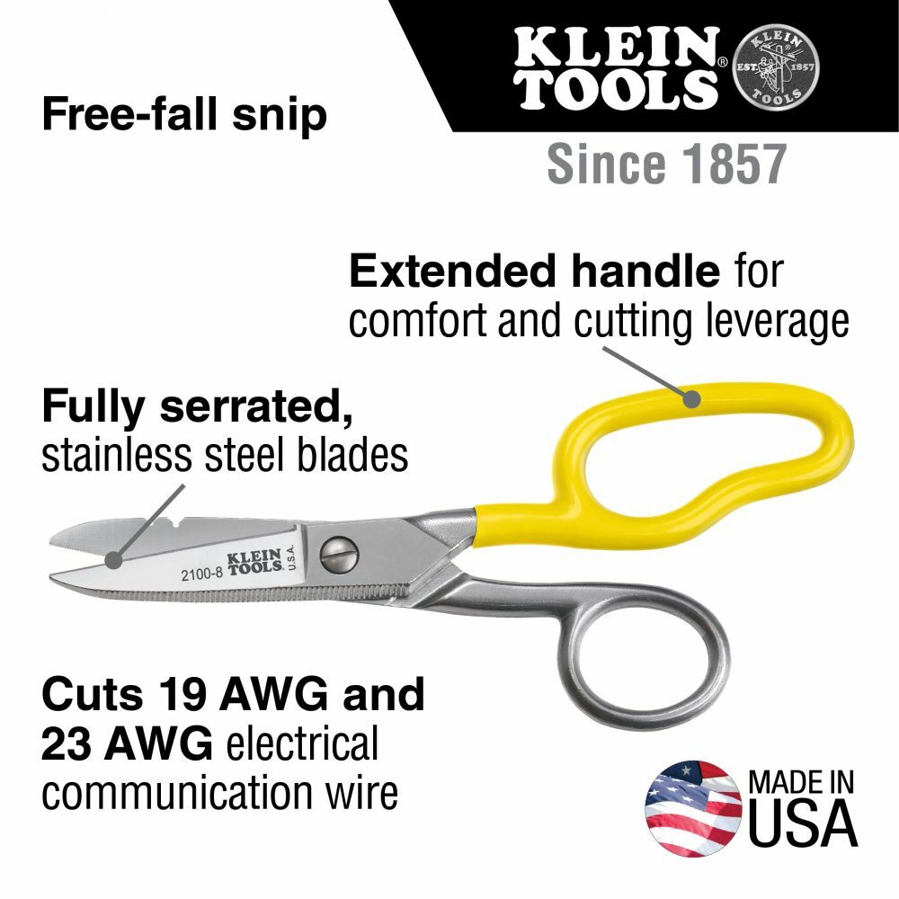 KLEIN TOOLS Klein Tools 2100-8 Free-Fall Snip Stainless Steel