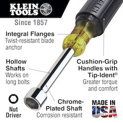 KLEIN TOOLS Klein 630-7/16 Nut Driver, 7/16 in Drive, Cushion-Grip
