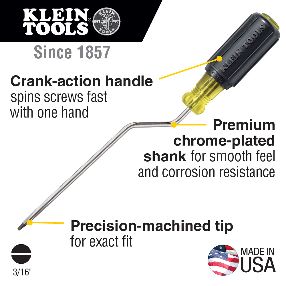 KLEIN TOOLS Klein 670-6 Screwdriver, 3/16-Inch Cabinet Tip, 6-Inch Shank