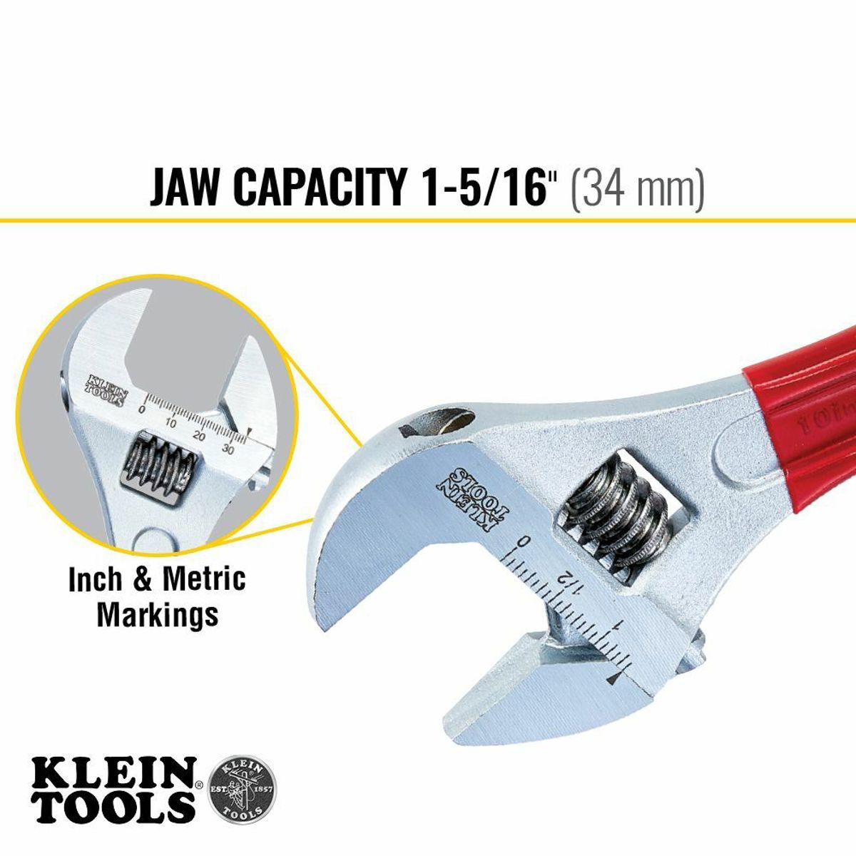 KLEIN TOOLS Klein D507-10 Adjustable Wrench Extra Capacity 10-Inch