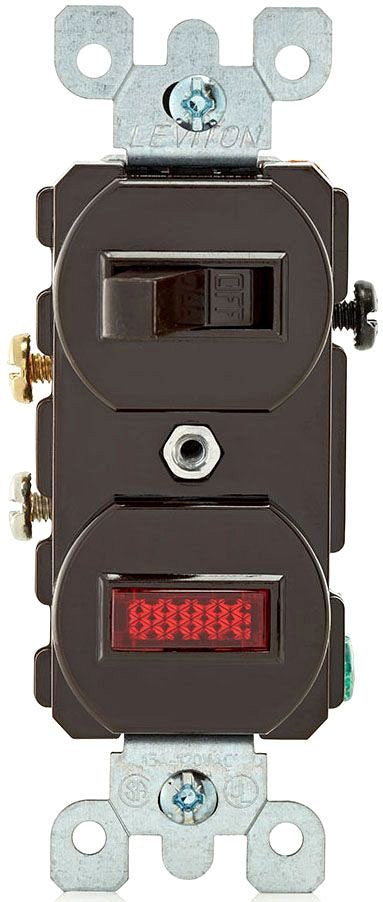 LEVITON Leviton 5226 1-Pole AC Combination Toggle Switch & Neon Pilot Lamp (Brown)