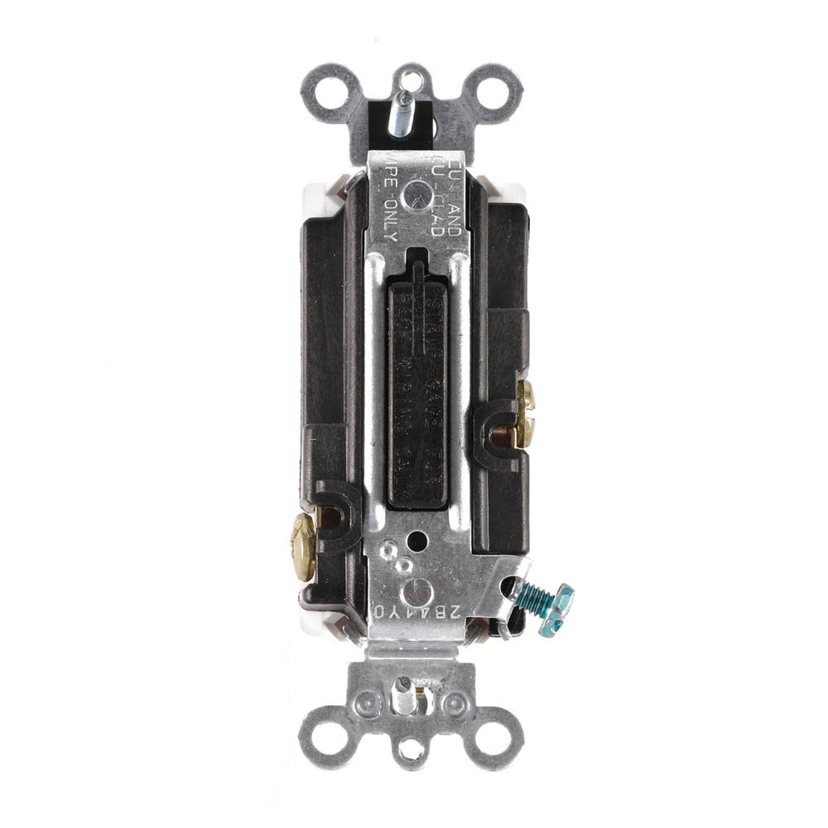 LEVITON Leviton 5621-2E 120/277 VAC 20 Amp 1-Pole 2 Hp Black Thermoplastic Self Grounding Rocker Decorator Quiet Switch