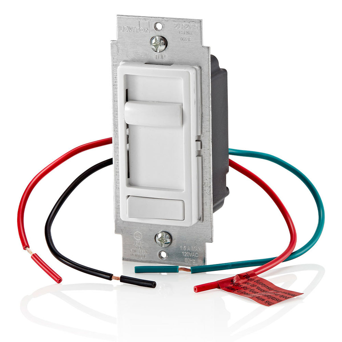 LEVITON Leviton 661F-10W Sureslide White Fan Speed Center, Single-Pole, 3-Way, 1.5A, 120VAC