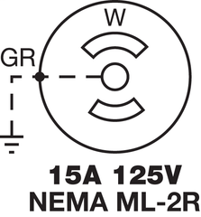 Hubbell HBL7596 15 Amp 125 VAC 2-Pole 3-Wire NEMA ML-2R Stainless Steel Flanged Receptacle