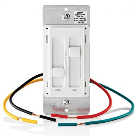 LEVITON Leviton 66DF-10W SureSlide Universal Fan-Light Control 120V 150W Dimmable LED, CFL - Replacement MPN