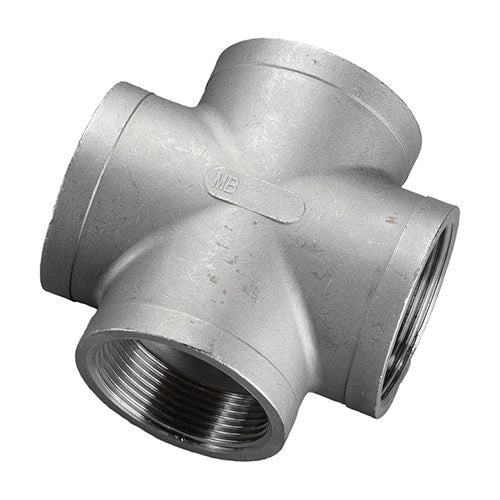 MERIT BRASS Merit Brass K410-04 Banded Pipe Cross, 1/4 in, FNPT, 150 lb, 304/304L Stainless Steel