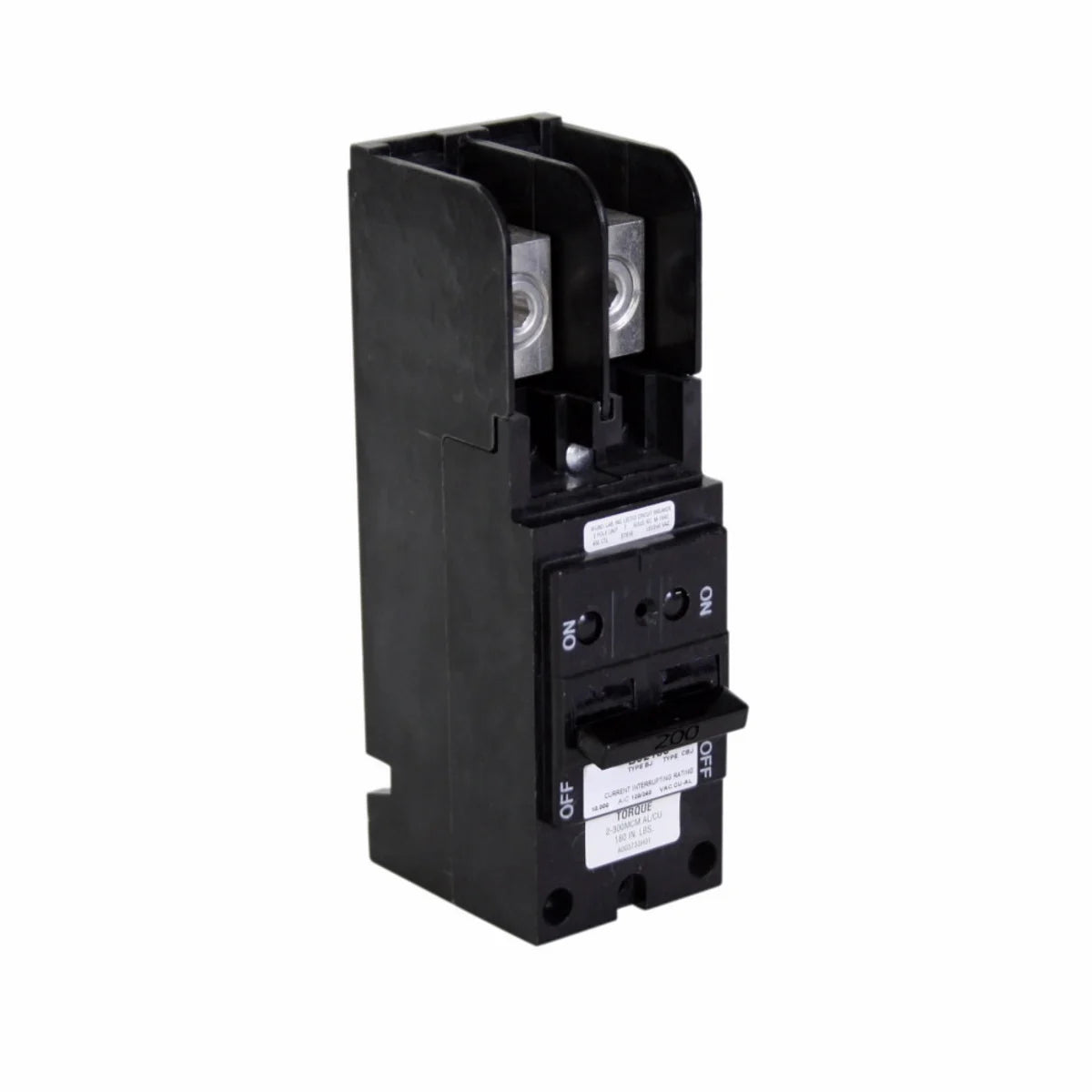 EATON EATON BJ2200 Type BJ Plug-On Main Circuit Breaker, 240 VAC, 200 Amp, 10 kAIC, 2-Pole