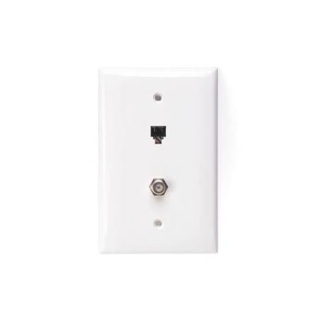 LEVITON Leviton 40539-CMW Midsize Telephone/Video Wall Jack, 6P4C F, White