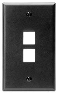 LEVITON Leviton 41080-2EP Single-Gang QuickPort Wall Plate, 2-Ports, Black