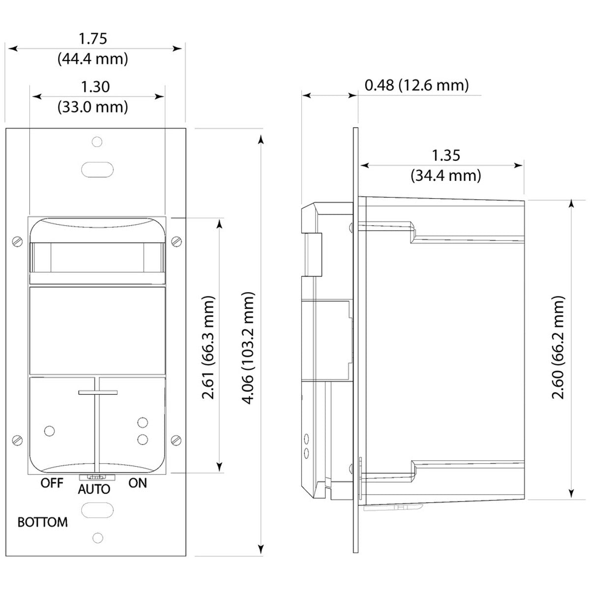 LEVITON Leviton ODS0D-IDW Dual-Relay Passive Infrared Wall Switch Occupancy Sensor 2100 sq.ft. Coverage