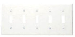 Leviton 84023-40 5-Gang Toggle Device Mount Switch Standard Size 302 Stainless Steel Wallplate