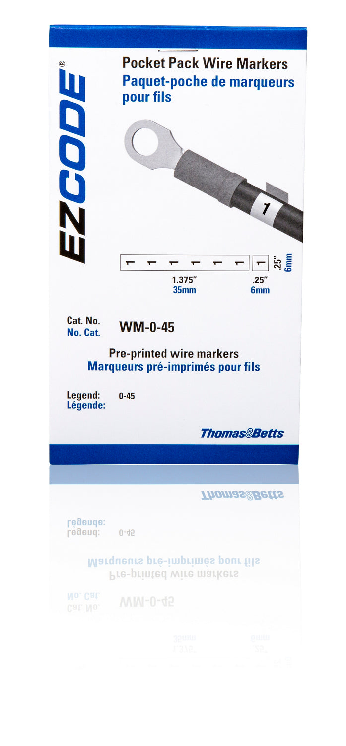 ABB ABB WM-0-45 Thomas & Betts WM-0-45 Standard Wire Marker Book, Vinyl Cloth - 10 Markers each, 0 thru 45