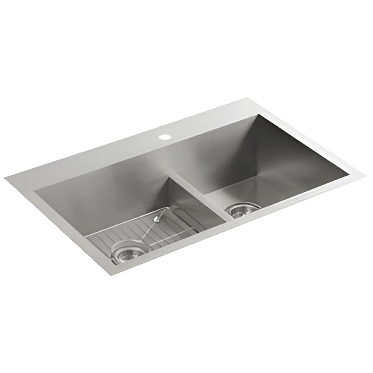KOHLER Kohler K-3839-1-NA Kohler Vault Smart Divide Medium Double-Bowl 18 Guage Stainless Steel Top Mount/Undermount Kitchen Sink, 33 inch x 22 inch