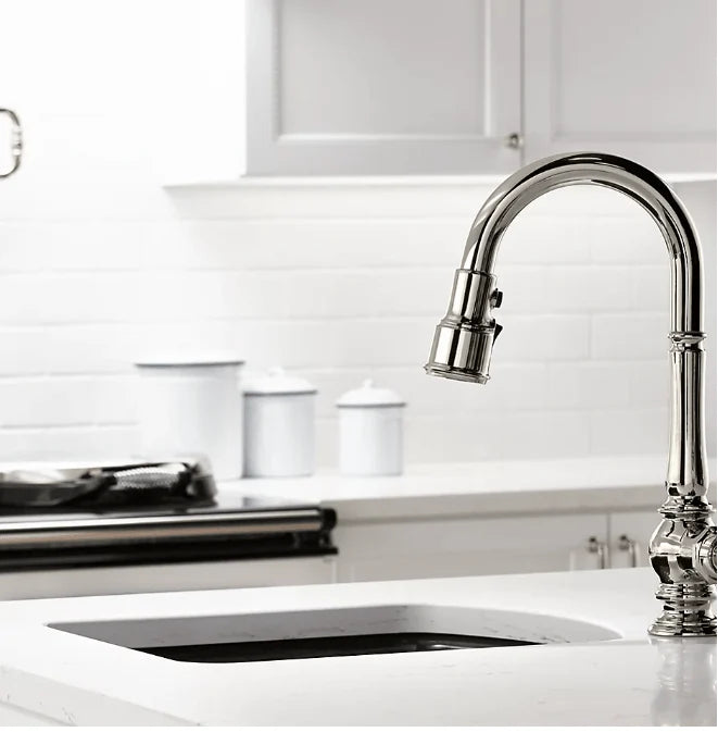 KOHLER Kohler K-99260-VS Artifacts Classic Theme Pull-Down Kitchen Faucet, 1.8 gpm, 1 Handle, Vibrant Stainless