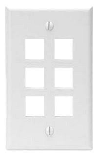 LEVITON Leviton 41080-6WP Single-Gang QuickPort Wall Plate, 6-Ports, White